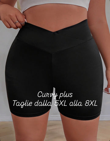 Pantaloncini da ciclismo neri asimmetrici in vita, elastici, traspiranti, per taglie comode